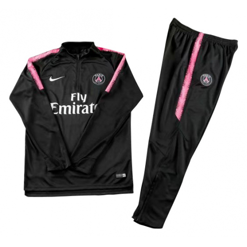 Kids PSG Air Jordan 18/19 Sweat Top Tracksuit Black With Pants